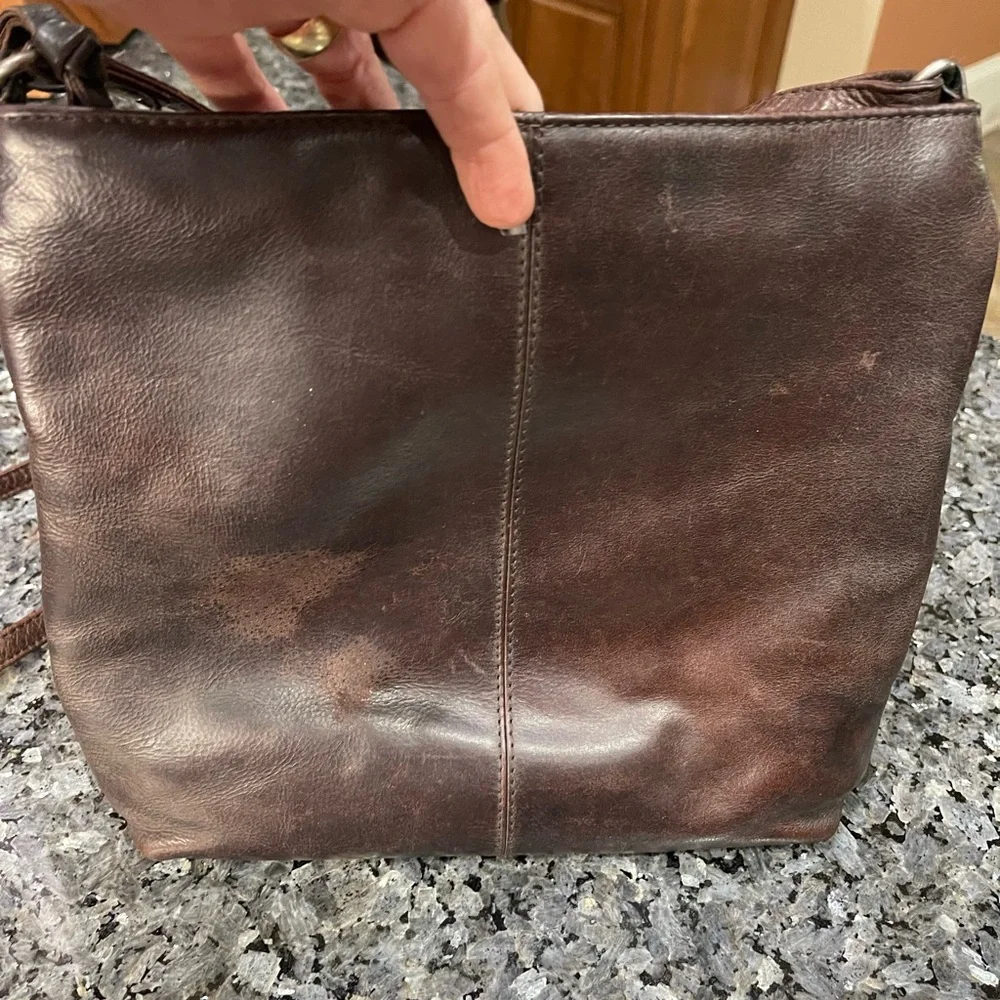 Oak Leathers Dark Brown Leather Crossbody Bag with Double Zip Front